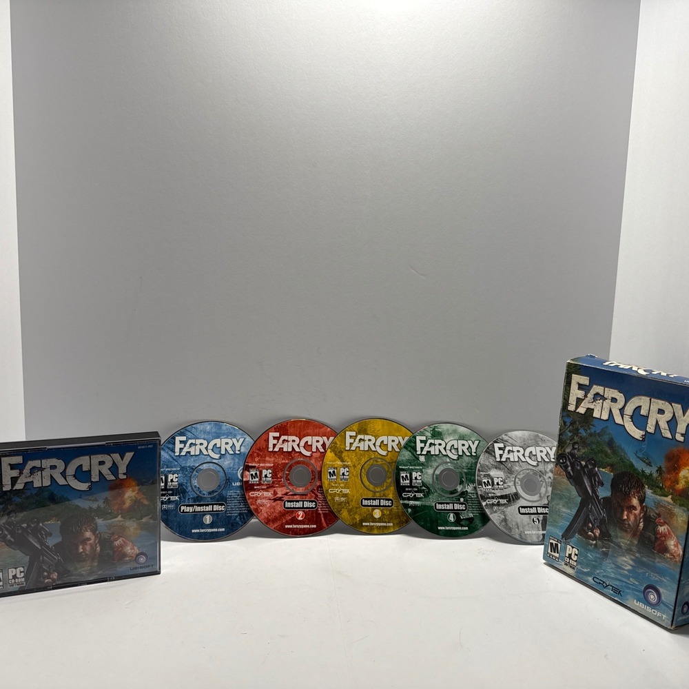 Far Cry PC CD-ROM 2004 Big Box Complete 5 Disc Set Ubisoft Crytek First Edition